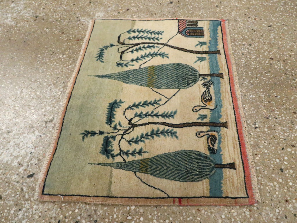 Vintage Persian Kashan Pictorial Rug (Pair: 1 of 2), No.27674 - Gss