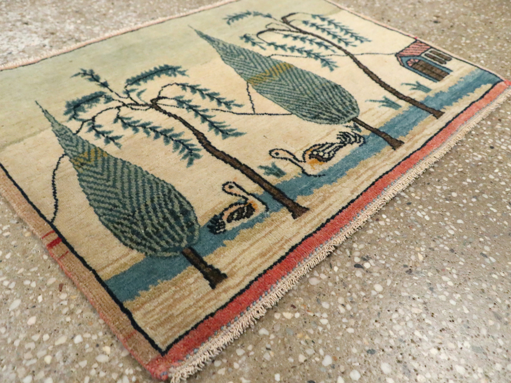 Vintage Persian Kashan Pictorial Rug (Pair: 1 of 2), No.27674 - Gss