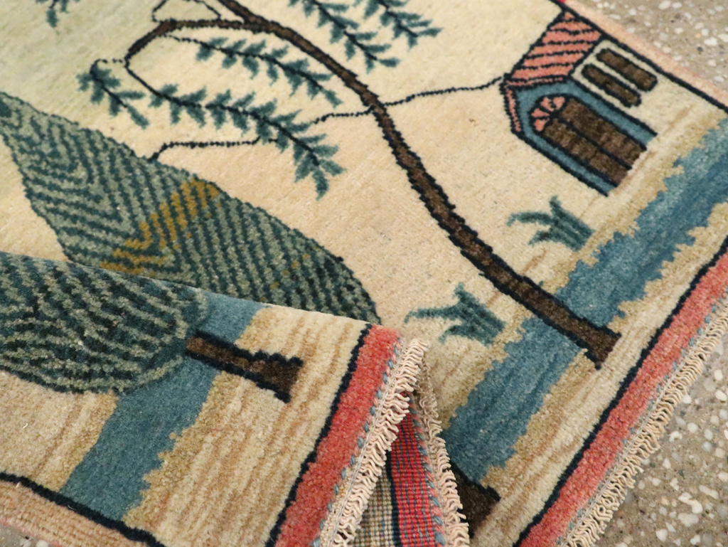 Vintage Persian Kashan Pictorial Rug (Pair: 1 of 2), No.27674 - Gss