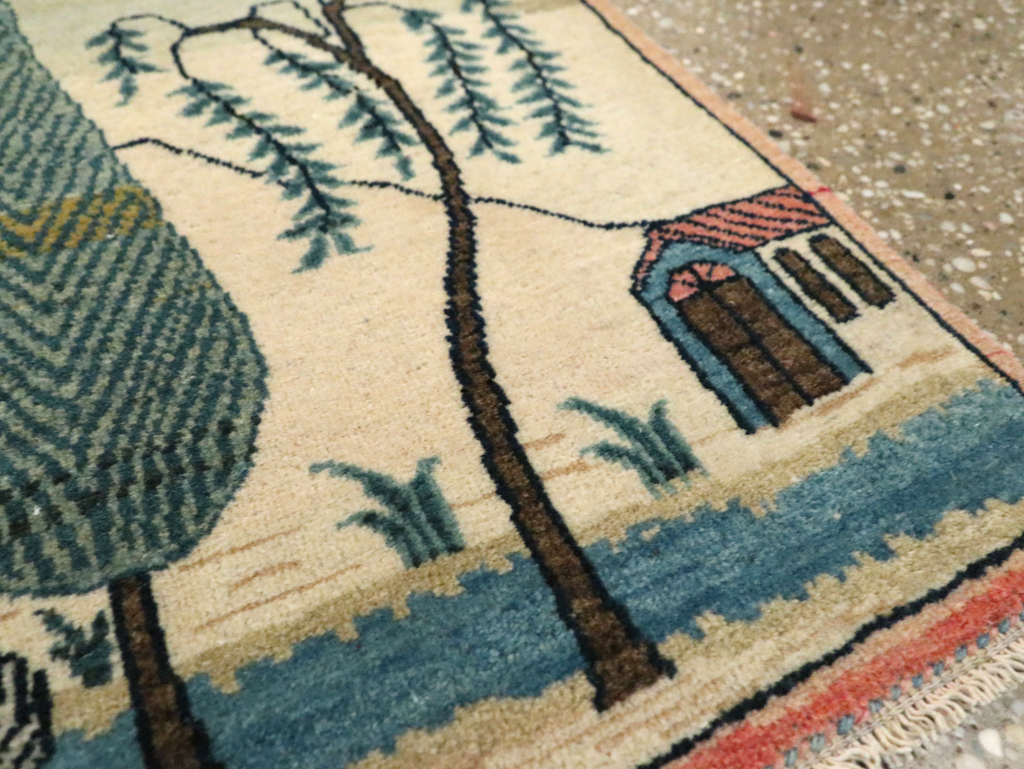 Vintage Persian Kashan Pictorial Rug (Pair: 2 of 2), No.27675 - Gss