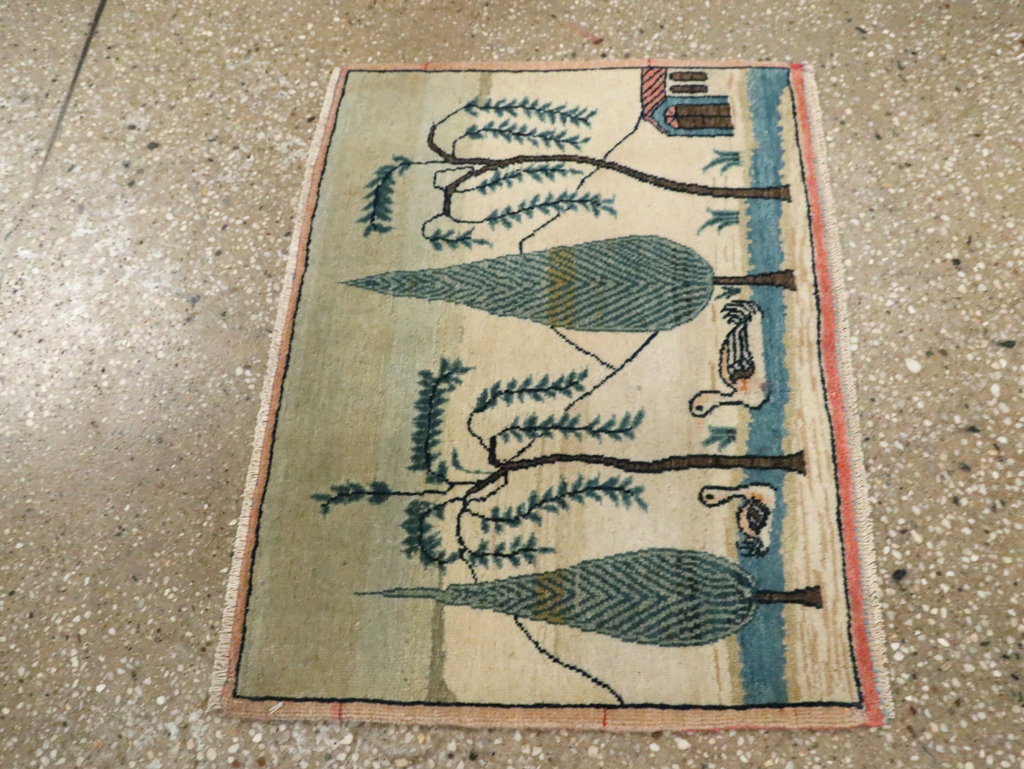 Vintage Persian Kashan Pictorial Rug (Pair: 2 of 2), No.27675 - Gss