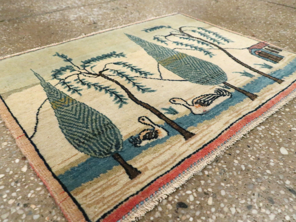 Vintage Persian Kashan Pictorial Rug (Pair: 2 of 2), No.27675 - Gss