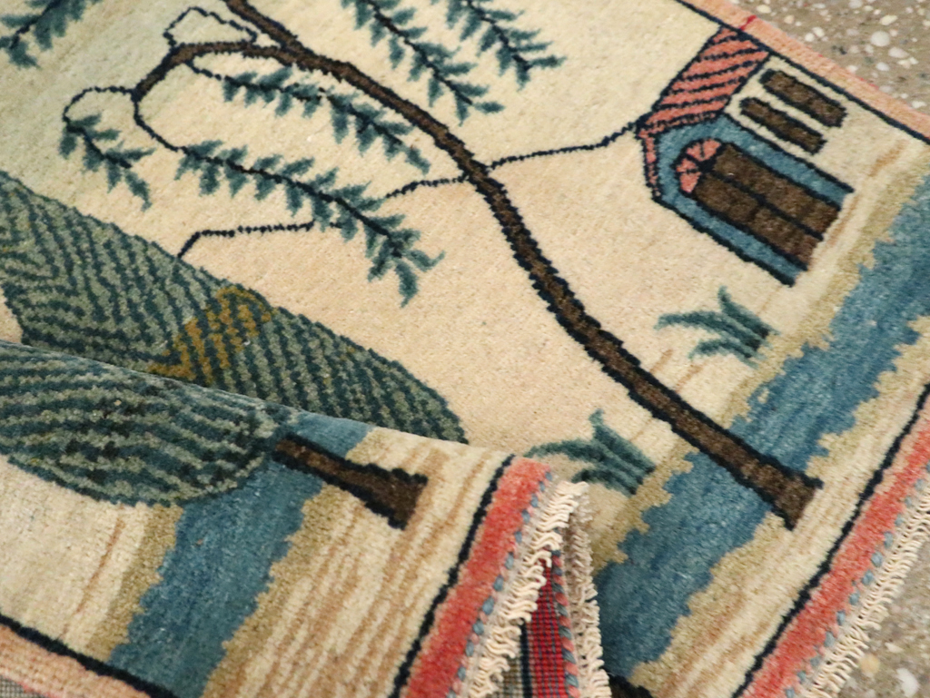 Vintage Persian Kashan Pictorial Rug (Pair: 2 of 2), No.27675 - Gss