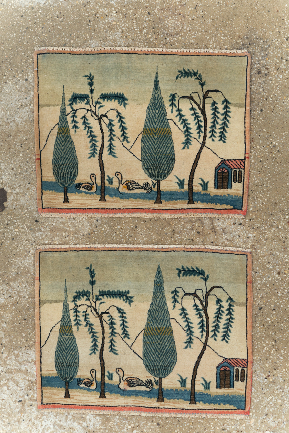 Vintage Persian Kashan Pictorial Rug (Pair: 2 of 2), No.27675 - Gss