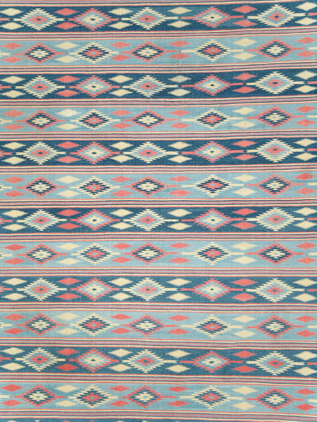 Vintage Indian Flatweave Dhurrie Large Square Carpet, No.27696 - Gss