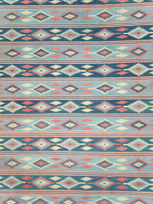 Vintage Indian Flatweave Dhurrie Large Square Carpet, No.27696 - Gss