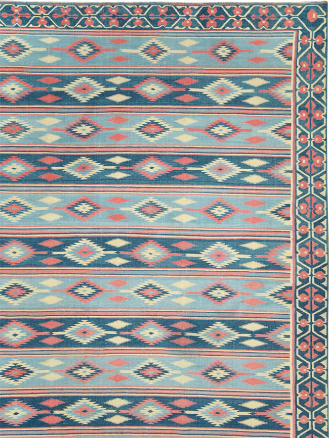 Vintage Indian Flatweave Dhurrie Large Square Carpet, No.27696 - Gss