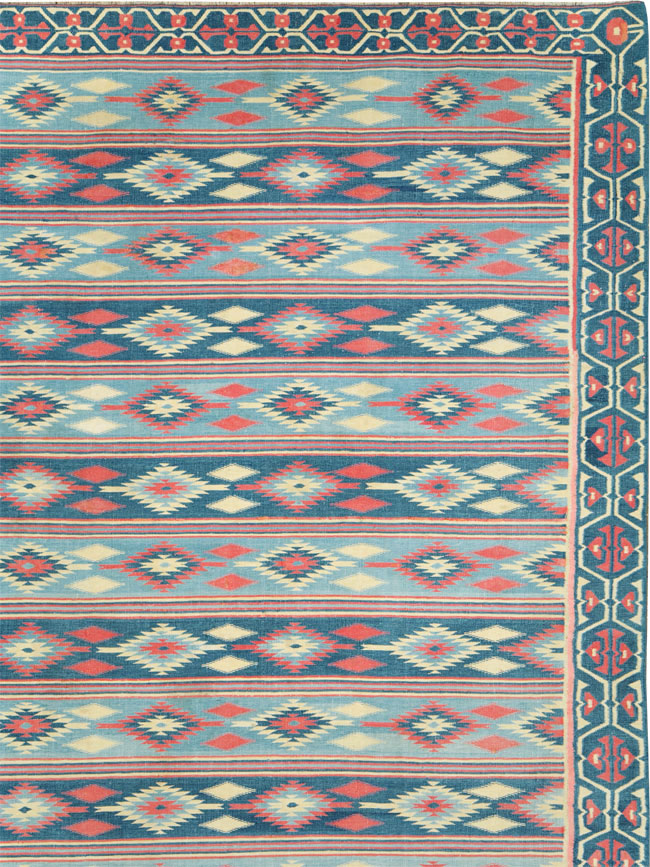 Vintage Indian Flatweave Dhurrie Large Square Carpet, No.27696 - Gss