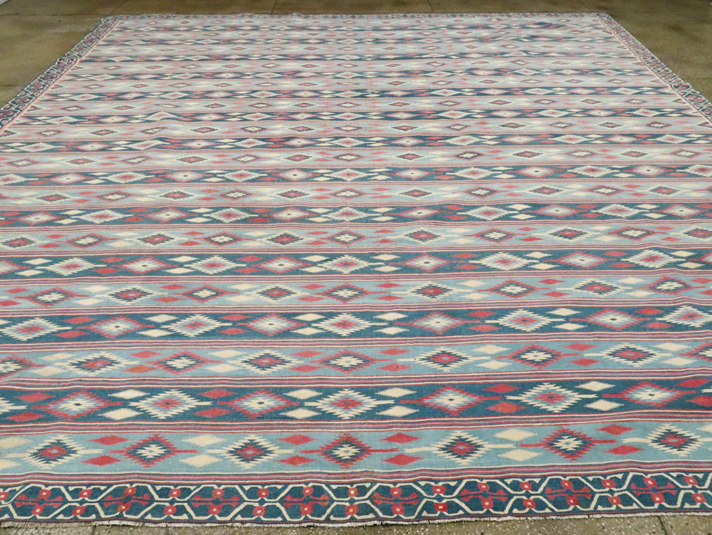 Vintage Indian Flatweave Dhurrie Large Square Carpet, No.27696 - Gss