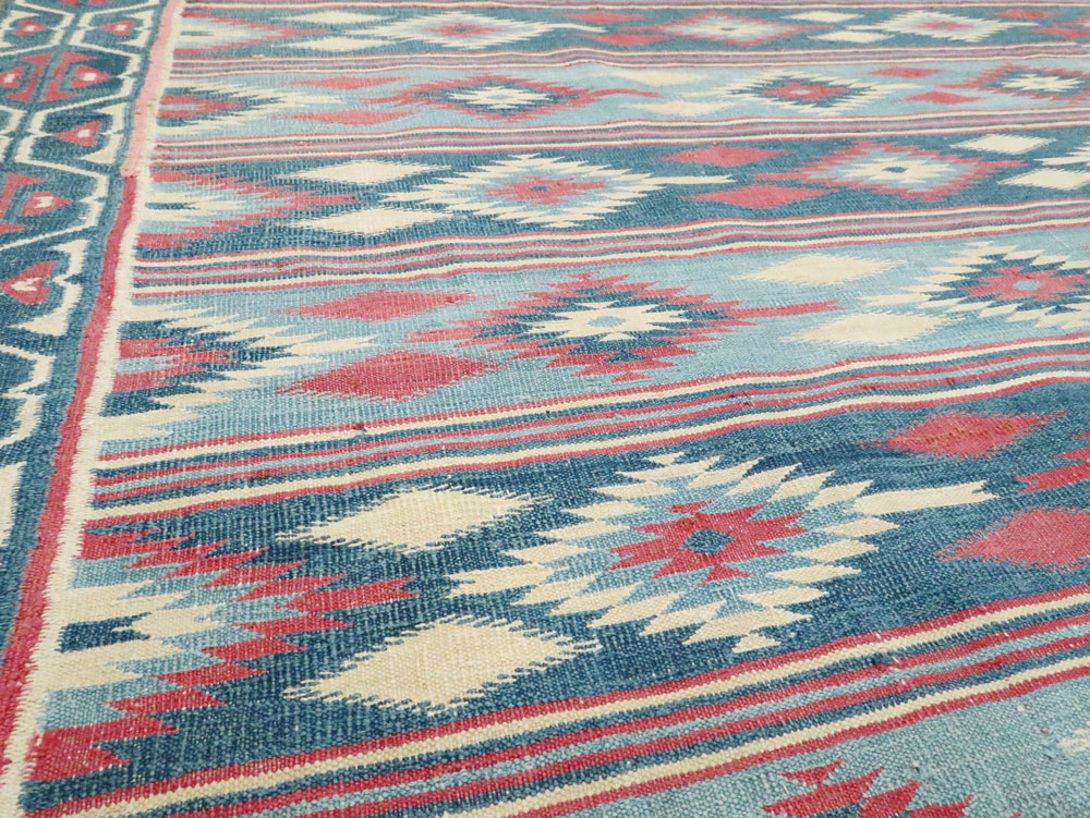 Vintage Indian Flatweave Dhurrie Large Square Carpet, No.27696 - Gss