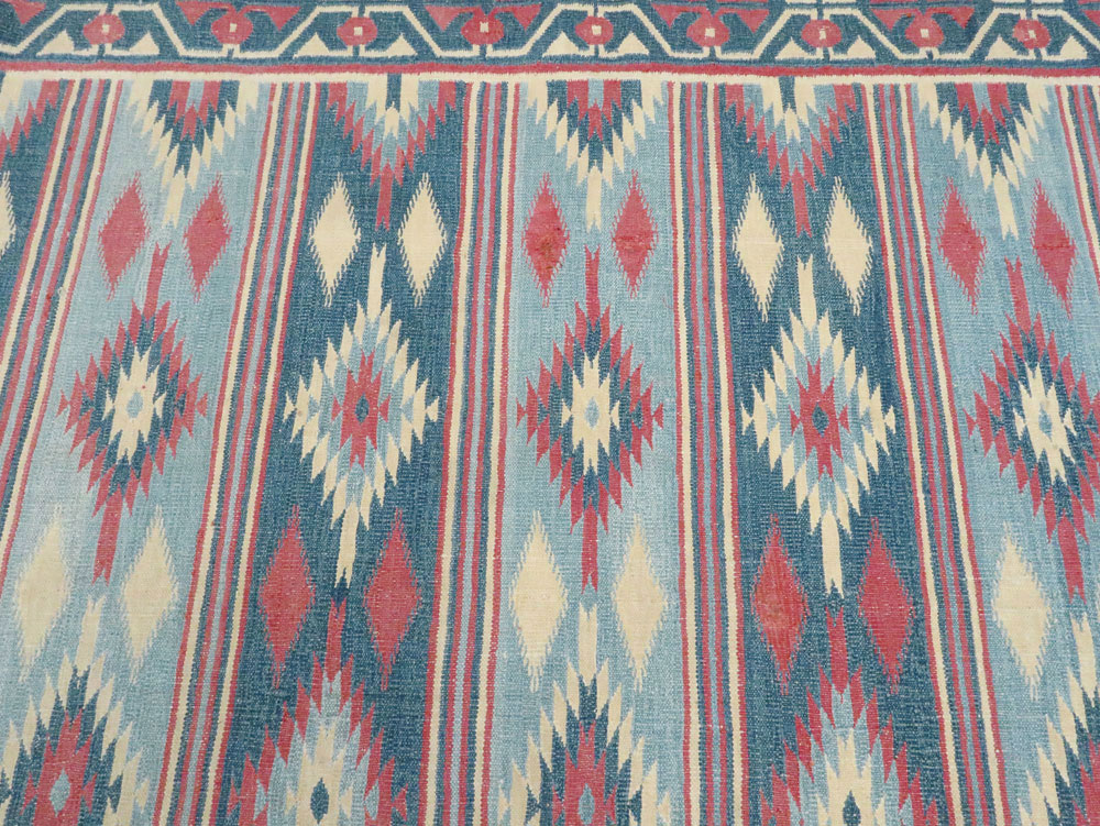 Vintage Indian Flatweave Dhurrie Large Square Carpet, No.27696 - Gss