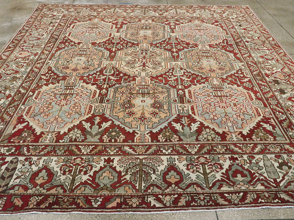 Vintage Persian Bakhtiari Square Room Size Carpet, No.27727 - Gss