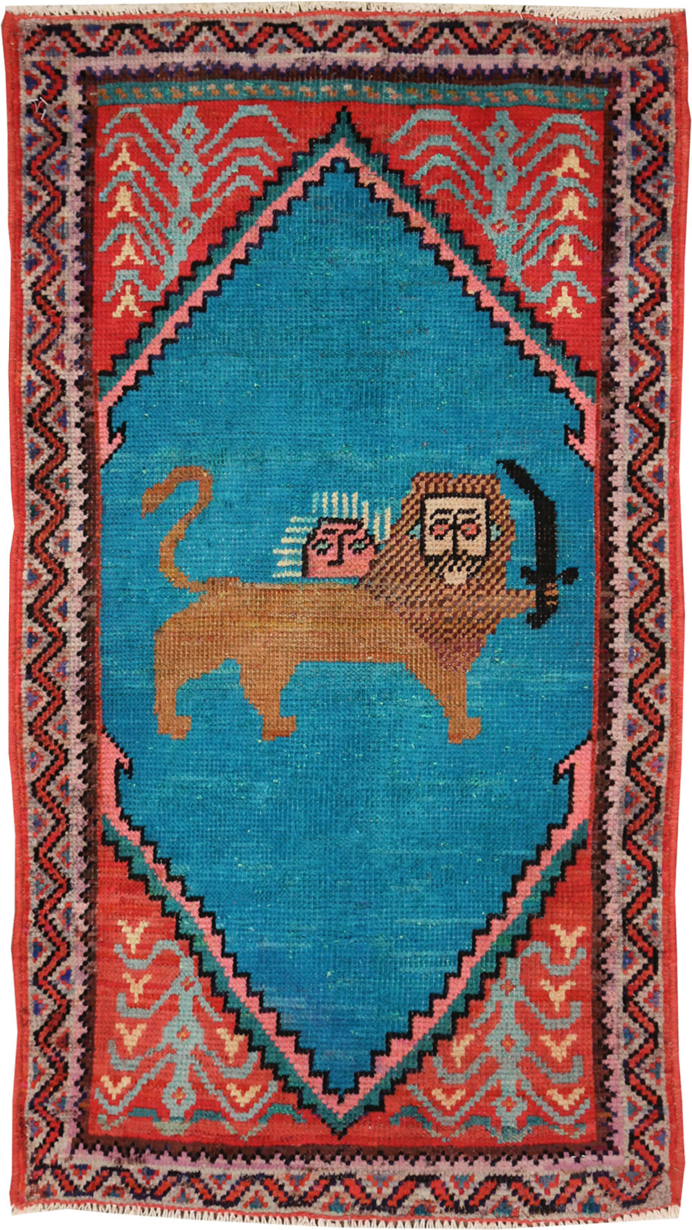 Vintage Pictorial Hamadan Rug, No.27780 - Gss