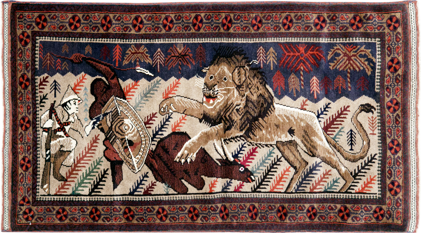 Vintage Persian Baluch Pictorial Rug, No.27781 - Gss