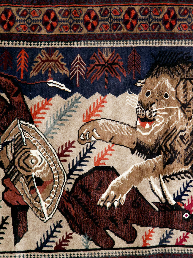 Vintage Persian Baluch Pictorial Rug, No.27781 - Gss