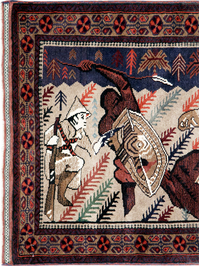 Vintage Persian Baluch Pictorial Rug, No.27781 - Gss