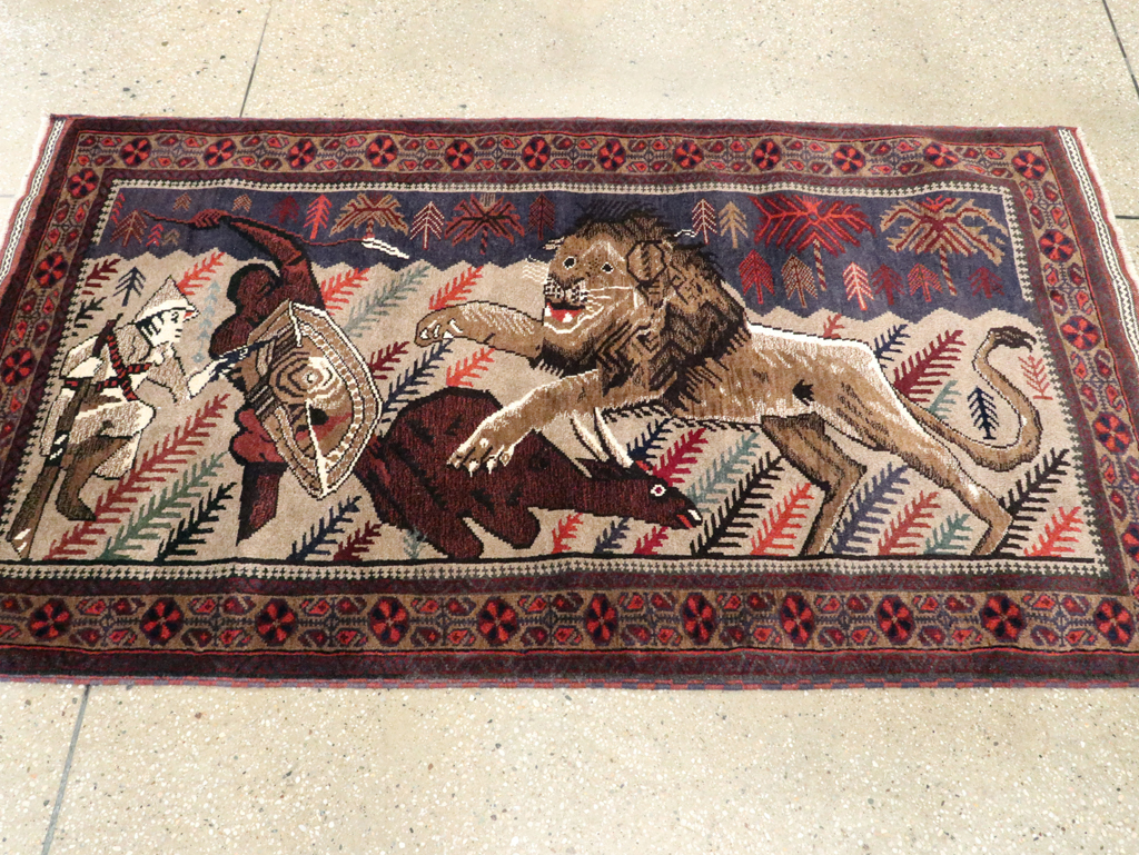 Vintage Persian Baluch Pictorial Rug, No.27781 - Gss