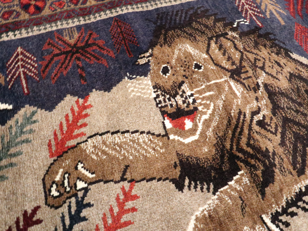 Vintage Persian Baluch Pictorial Rug, No.27781 - Gss