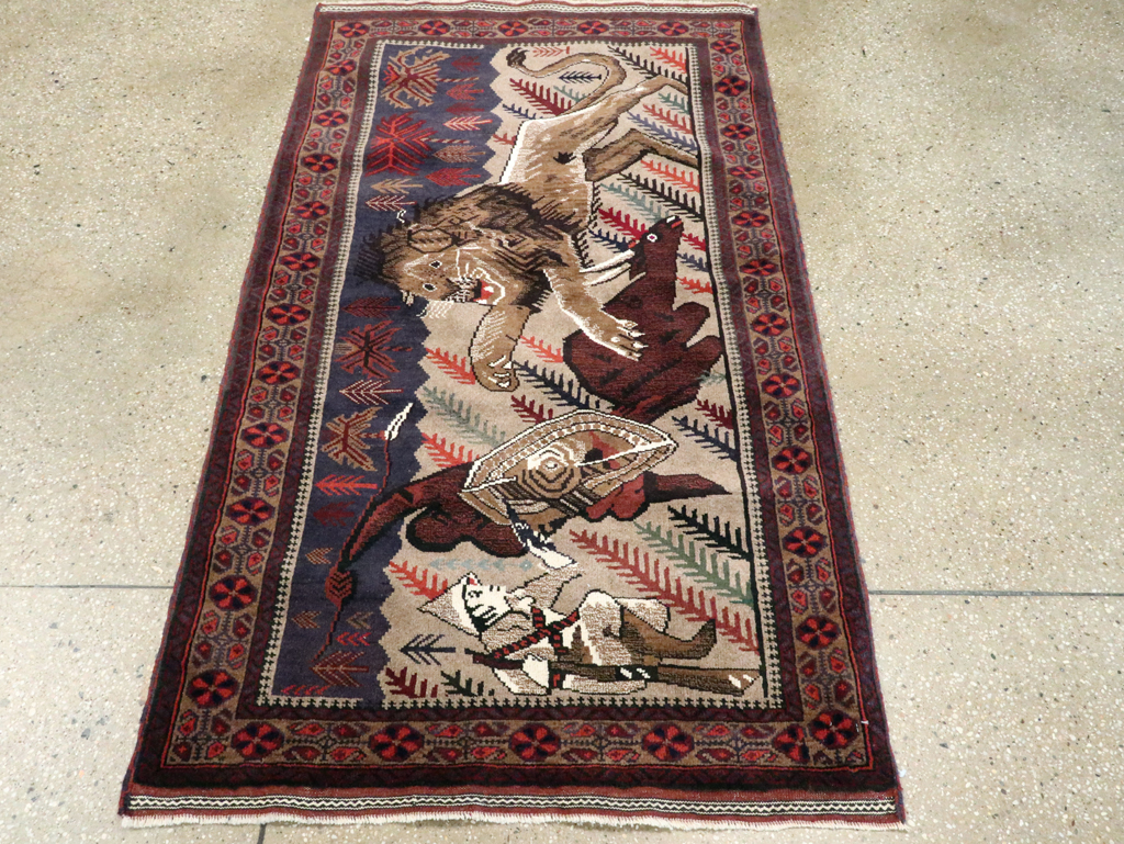 Vintage Persian Baluch Pictorial Rug, No.27781 - Gss