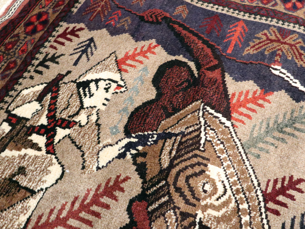 Vintage Persian Baluch Pictorial Rug, No.27781 - Gss