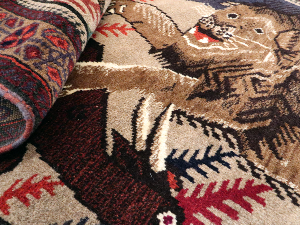 Vintage Persian Baluch Pictorial Rug, No.27781 - Gss