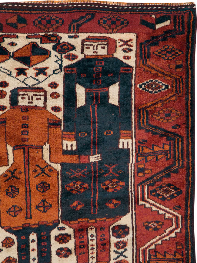 Vintage Persian Pictorial Bakhtiari Rug, No.27782 - Gss