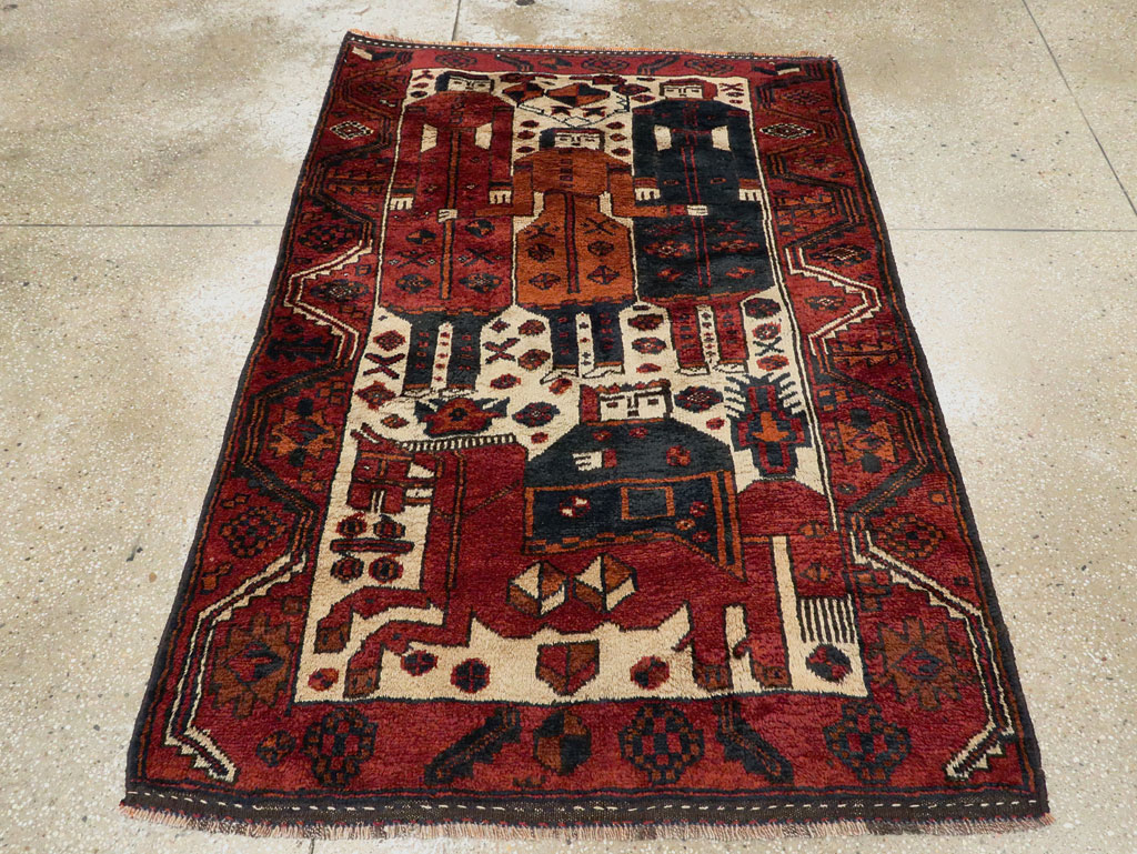 Vintage Persian Pictorial Bakhtiari Rug, No.27782 - Gss