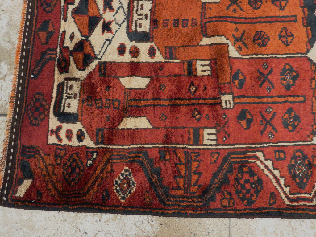 Vintage Persian Pictorial Bakhtiari Rug, No.27782 - Gss