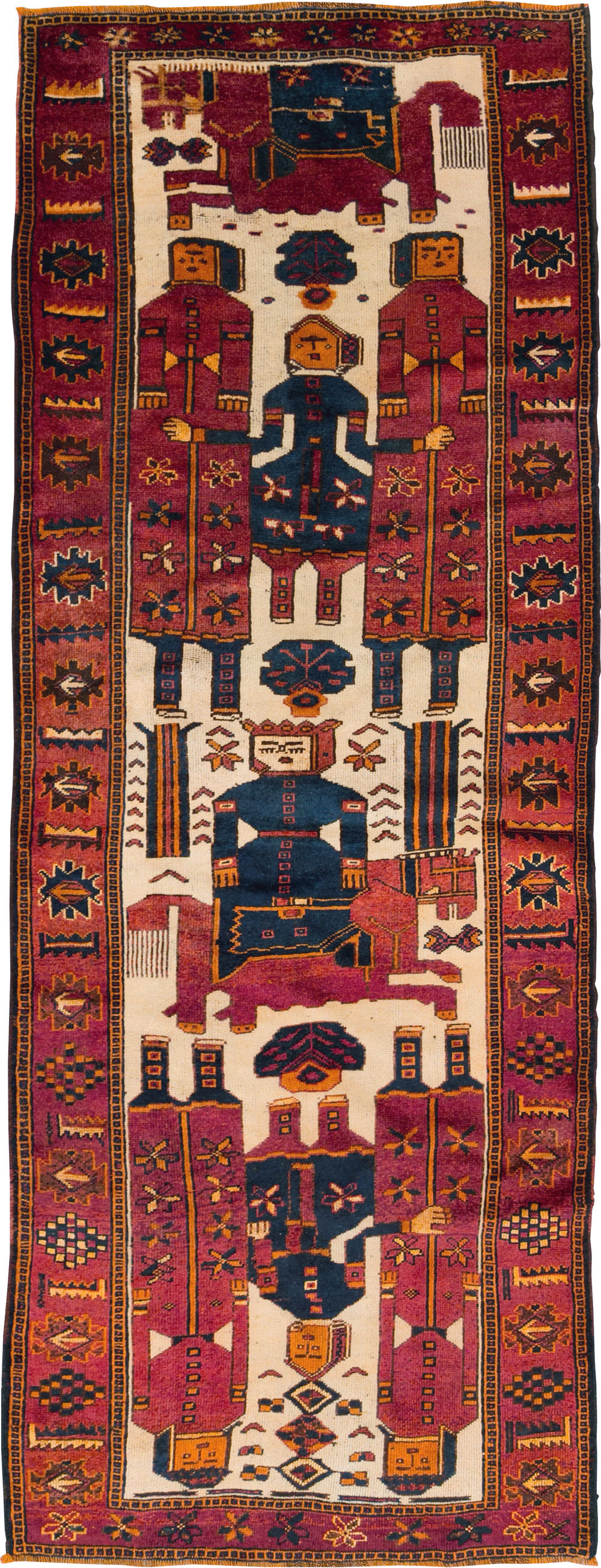 Vintage Persian Pictorial Bakhtiari Rug, No.27783 - Gss