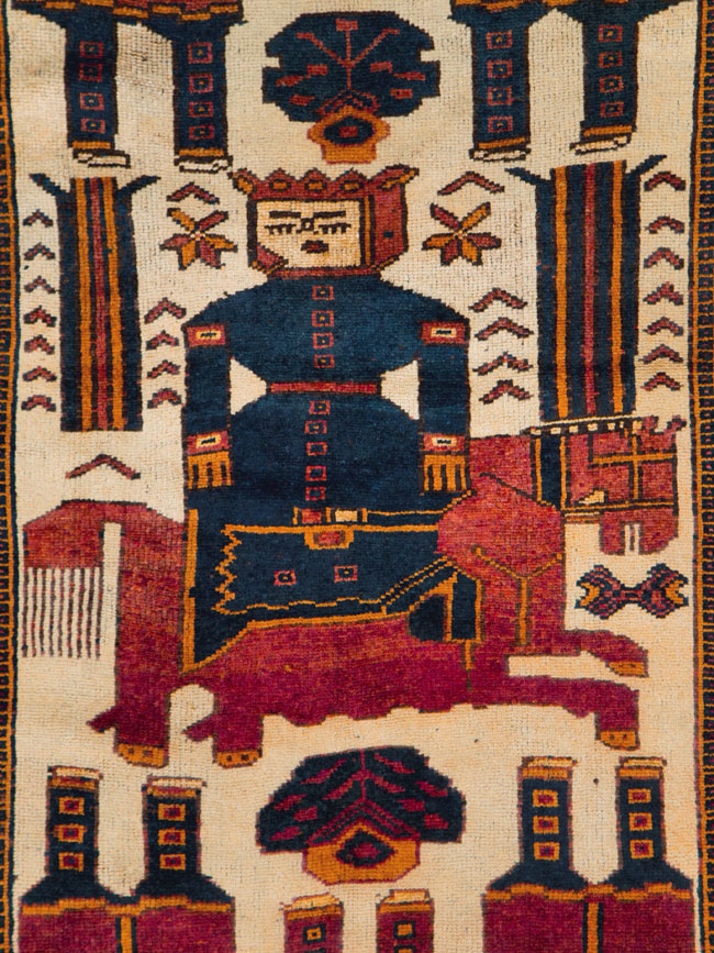 Vintage Persian Pictorial Bakhtiari Rug, No.27783 - Gss