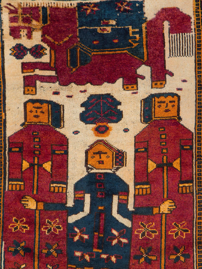 Vintage Persian Pictorial Bakhtiari Rug, No.27783 - Gss