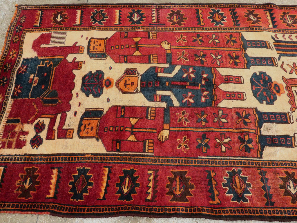 Vintage Persian Pictorial Bakhtiari Rug, No.27783 - Gss