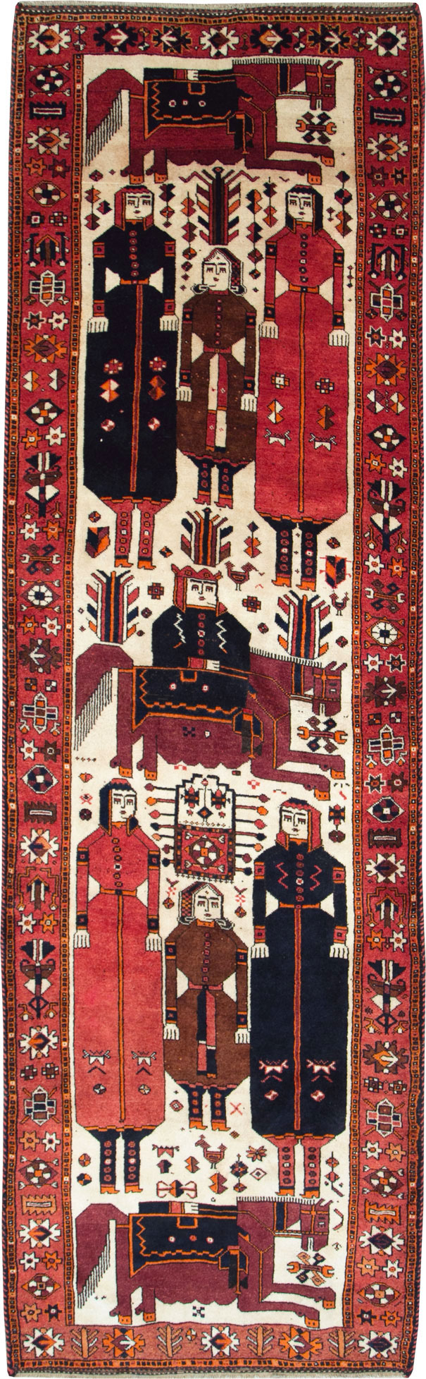 Vintage Pictorial Bakhtiari Rug, No.27784 - Gss