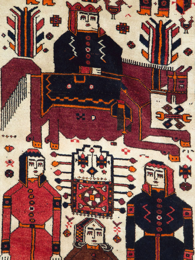 Vintage Pictorial Bakhtiari Rug, No.27784 - Gss