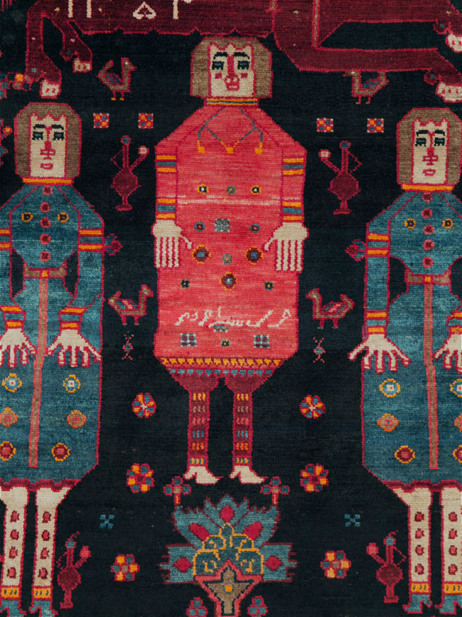 Vintage Persian Pictorial Bakhtiari Rug, No.27789 - Gss