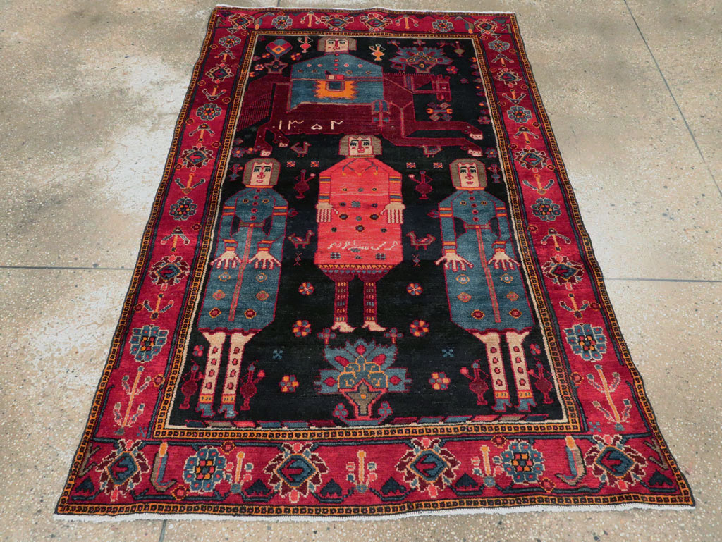 Vintage Persian Pictorial Bakhtiari Rug, No.27789 - Gss