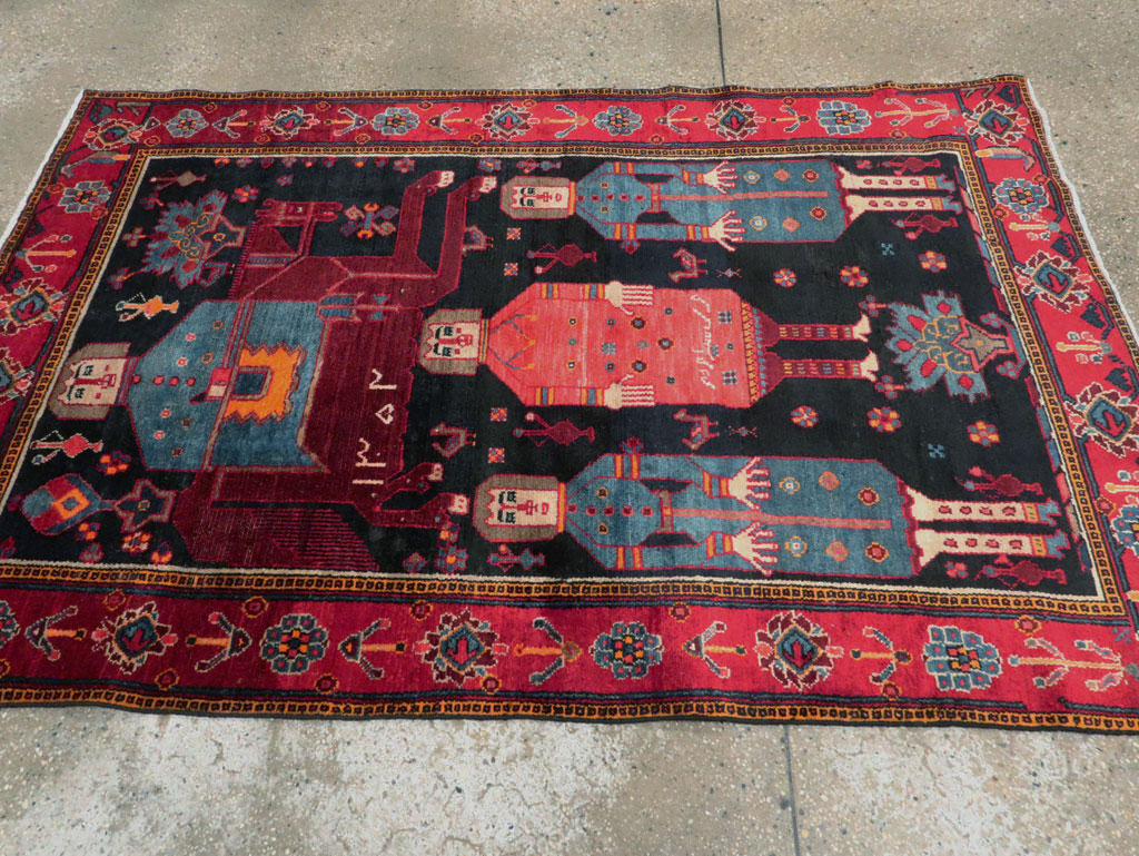 Vintage Persian Pictorial Bakhtiari Rug, No.27789 - Gss