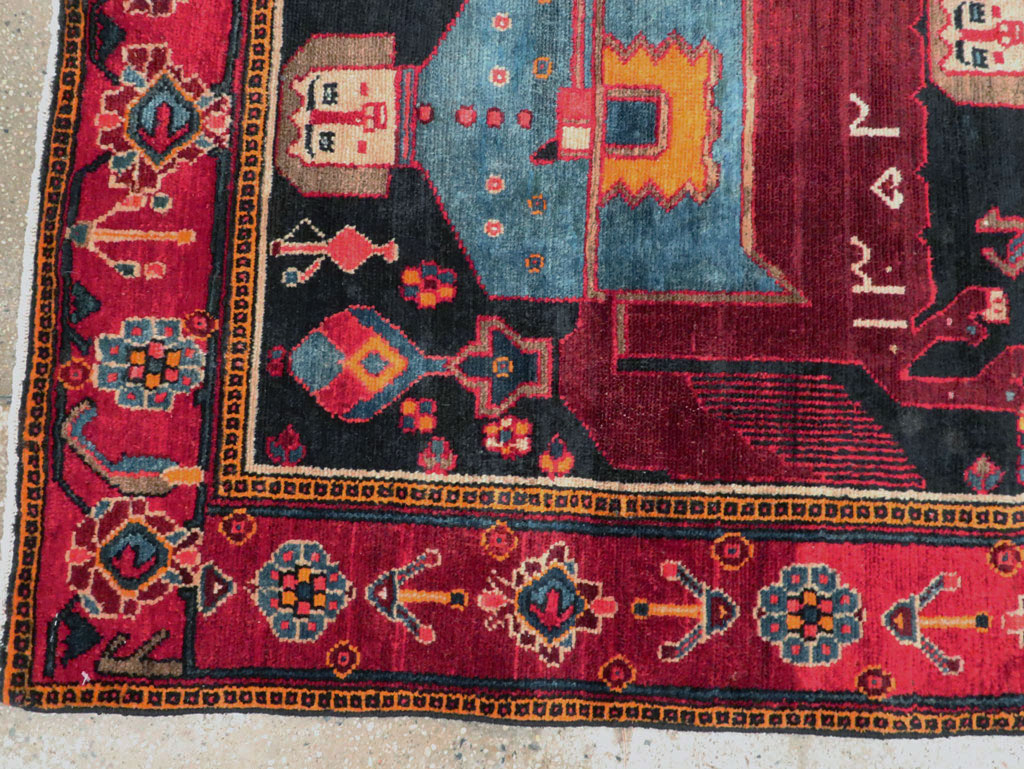 Vintage Persian Pictorial Bakhtiari Rug, No.27789 - Gss