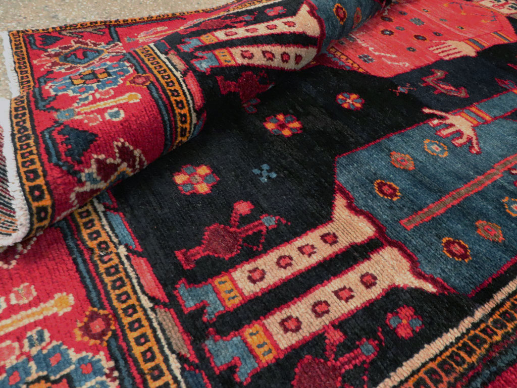 Vintage Persian Pictorial Bakhtiari Rug, No.27789 - Gss