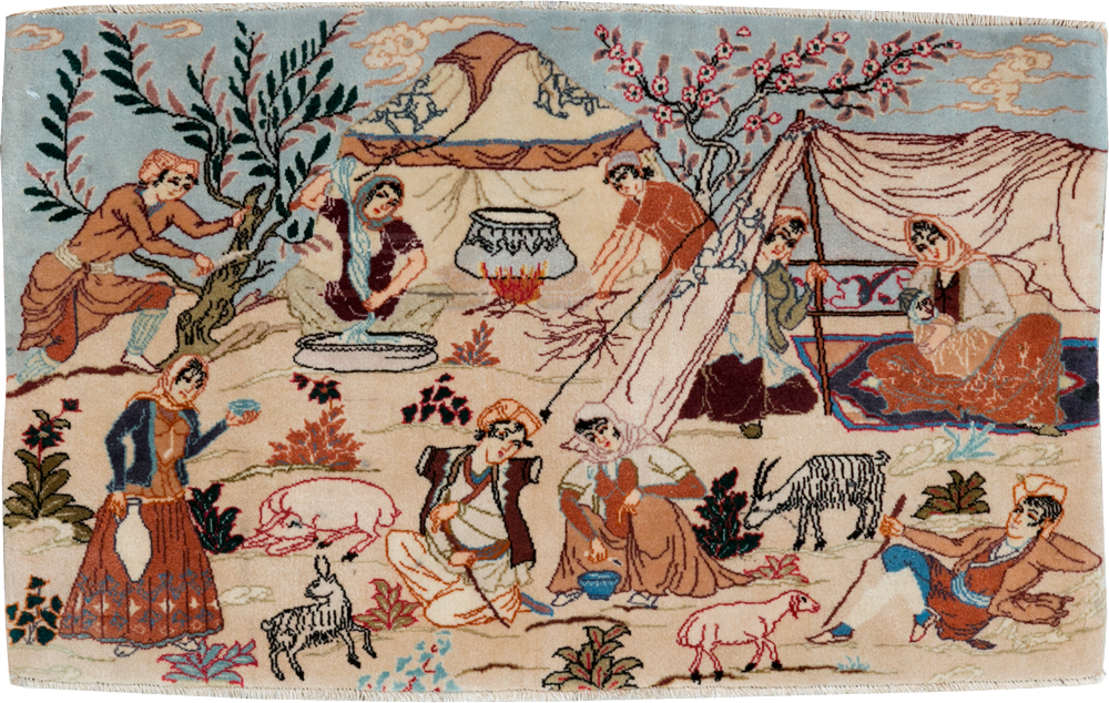 Vintage Persian Tabriz Pictorial Rug, No.27791 - Gss