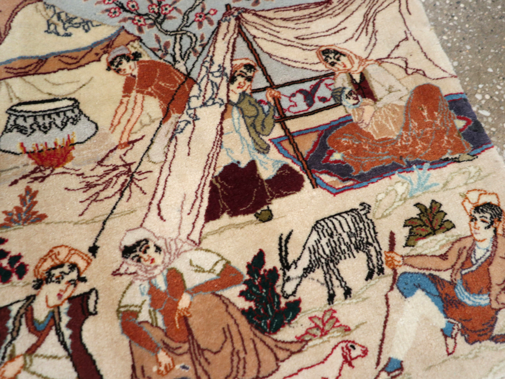 Vintage Persian Tabriz Pictorial Rug, No.27791 - Gss