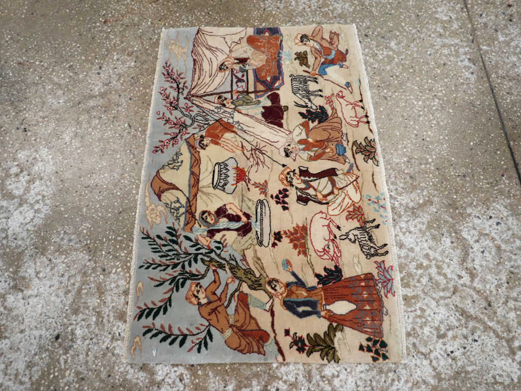 Vintage Persian Tabriz Pictorial Rug, No.27791 - Gss