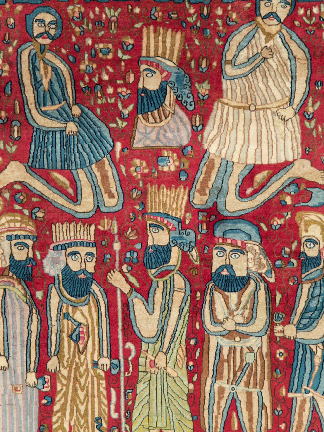 Vintage Persian Kerman Pictorial Accent Rug, No.27792 - Gss