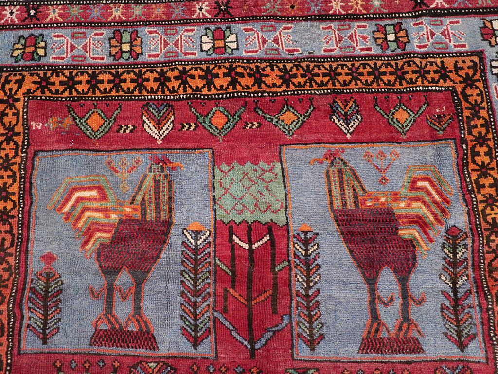 Vintage Caucasian Karabagh Pictorial Accent Rug, No.27793 - Gss