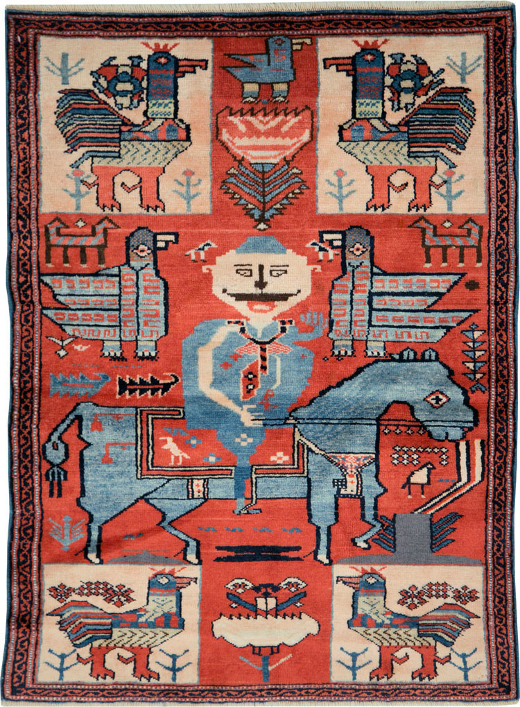 Vintage Pictorial Hamadan Rug, No.27794 - Gss