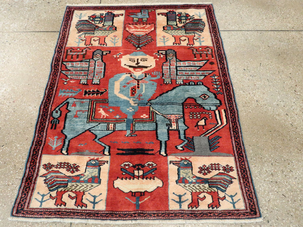 Vintage Pictorial Hamadan Rug, No.27794 - Gss