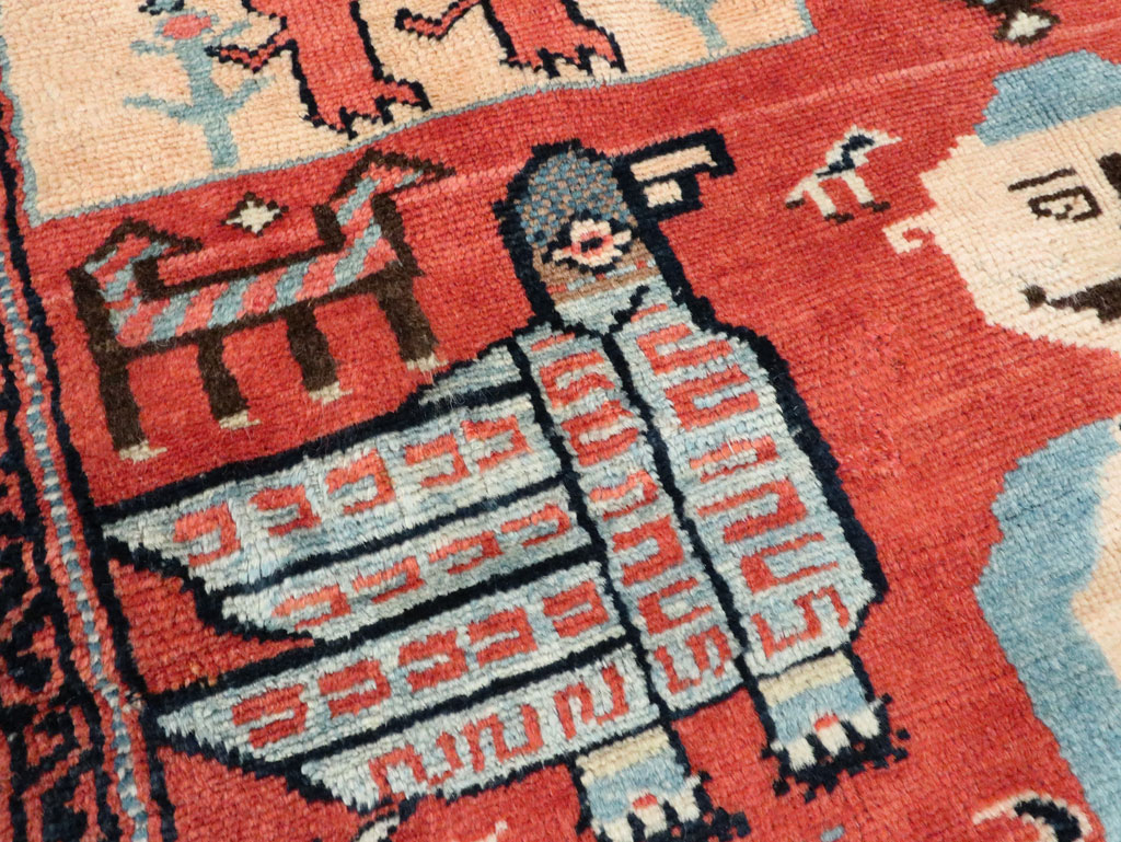 Vintage Pictorial Hamadan Rug, No.27794 - Gss