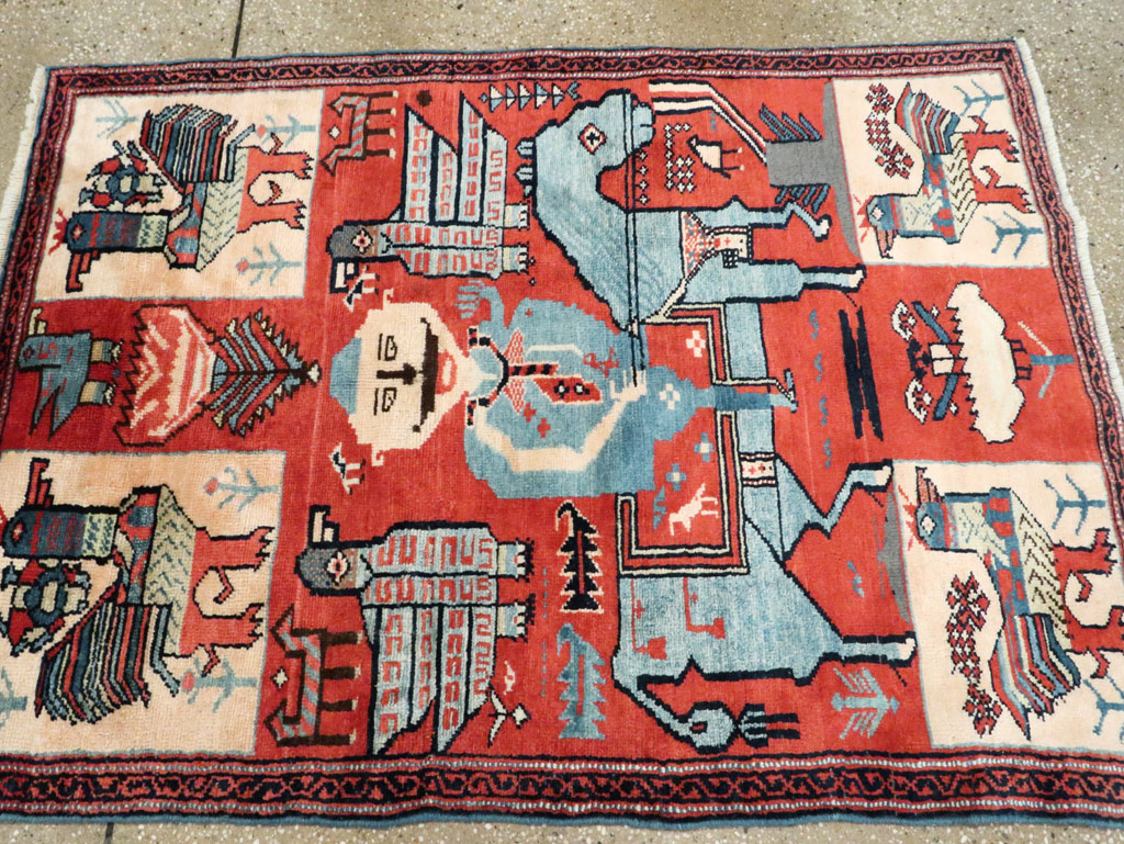 Vintage Pictorial Hamadan Rug, No.27794 - Gss
