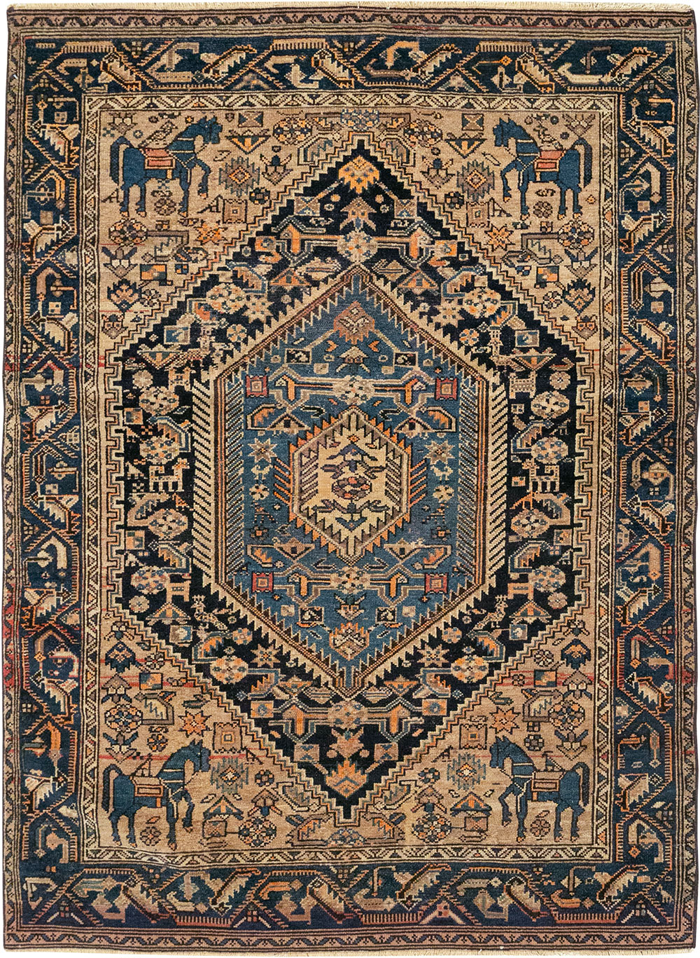 Antique Persian Malayer Pictorial Accent Rug, No.27795 - Gss