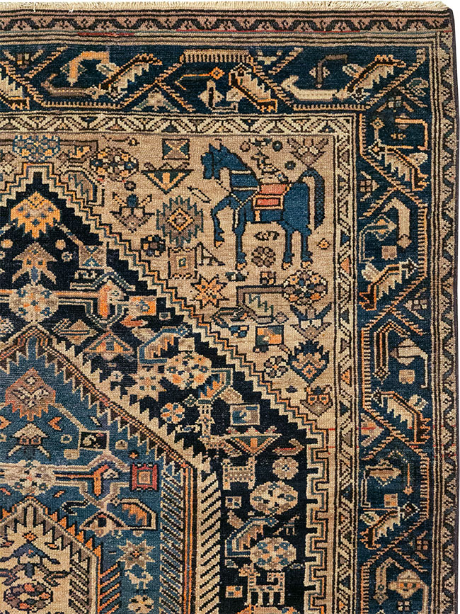 Antique Persian Malayer Pictorial Accent Rug, No.27795 - Gss